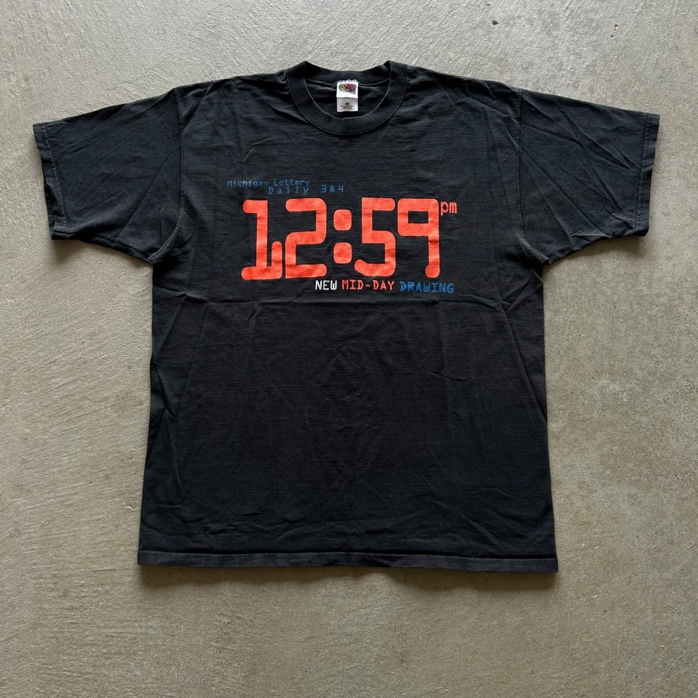 Vintage 90s Michigan Lottery Shirt‎ Size XL Black New Mid Day Drawing 12:59pm